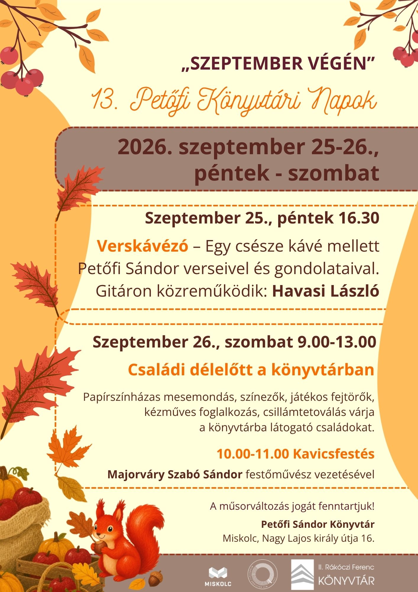 13. Petőfi Könyvtári napok